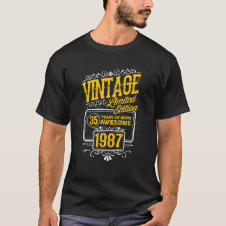 Camiseta Vintage Retro 1987 35 Anos Incrível 35º Dia