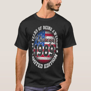 Camiseta Vintage Retro 1989 34º aniversário 34 anos Amer