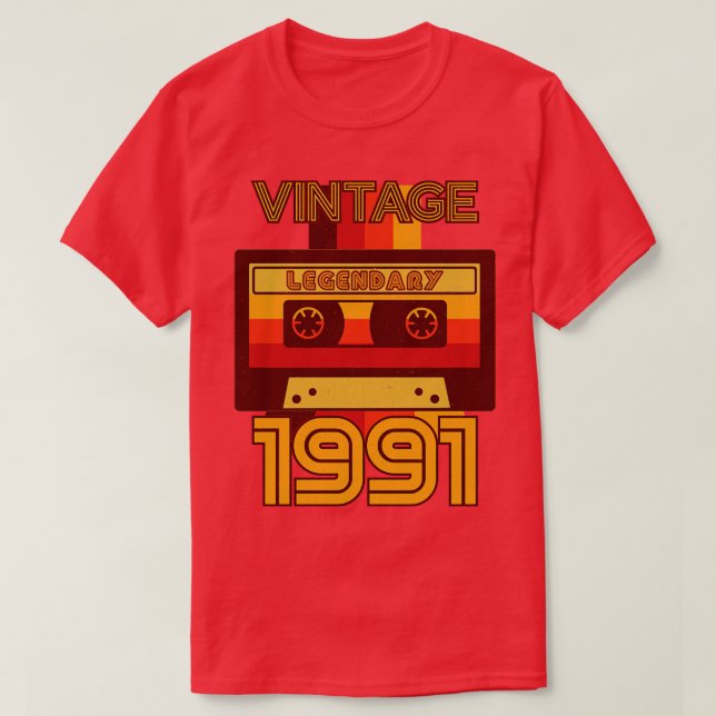 Camiseta Vintage Retro 1991 Legendary Cassette Tape (Frente do Design)