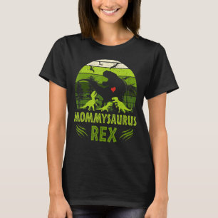 Camiseta Vintage Retro 3 Crianças Mommysaurus Família Dinos