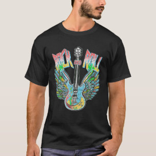 Camiseta Vintage Retro 80s Rock Roll Music Guitar Elétrico