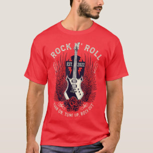 Camiseta Vintage Retro 80s Rock & Roll Music Guitar Wings t