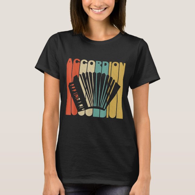 Camiseta Vintage Retro Accordion Silhouette (Frente)