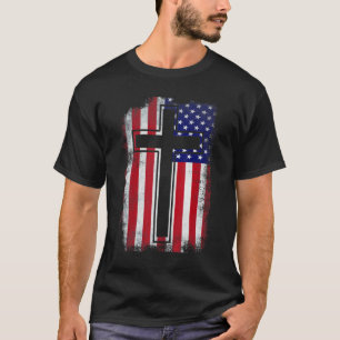 Camiseta Vintage Retro American Flag Cross Patriotic Usa Ch