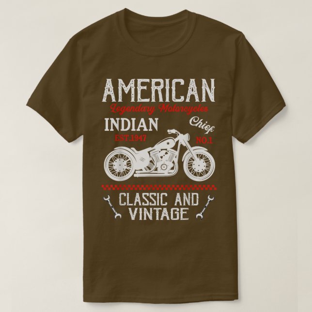 Camiseta Vintage Retro American Motorcycle Old Biker (Frente do Design)