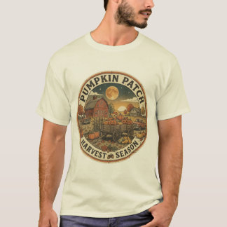 Camiseta Vintage Retro Anos 70 Patch de Abóbora Estação de 