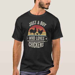Camiseta Vintage Retro Apenas Um Menino Que Ama Galinhas Fa