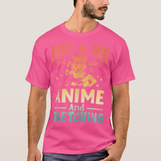 Camiseta Vintage Retro Apenas Uma Menina Que Ama Anime E Sk