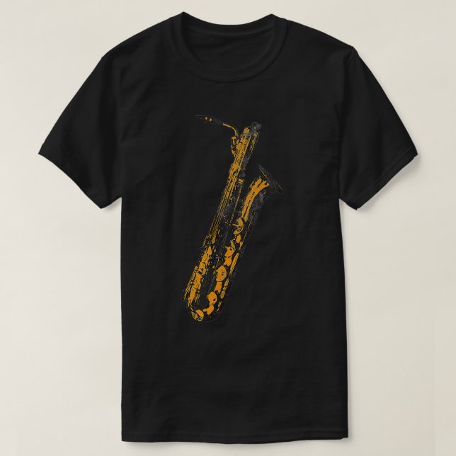 Camiseta Vintage retro Baritone Saxophone Music Bari Sax (Frente do Design)