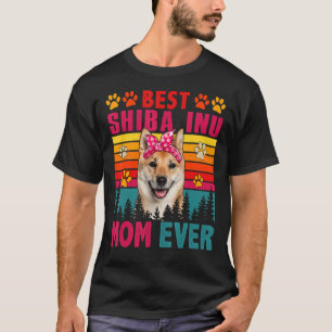 Camiseta Vintage Retro Best Shiba Inu Mamãe Cachorro Bonito