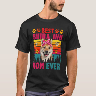 Camiseta Vintage Retro Best Shiba Inu Mamãe Cachorro Bonito