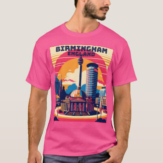 Camiseta Vintage Retro Birmingham England Landmarks Skyline