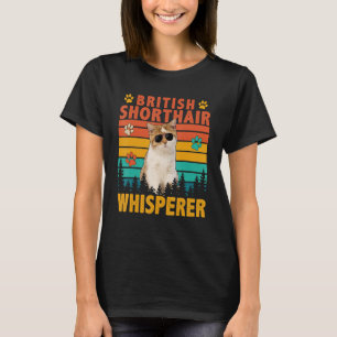 Camiseta Vintage Retro British Short Whisperer Cat Sung