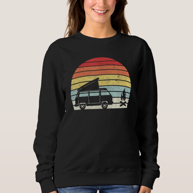 Camiseta Vintage Retro Camper Van Bus Vanlife Campfire (Frente)
