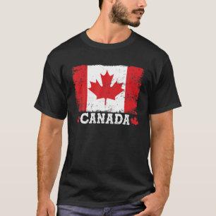 Camiseta Vintage Retro Canadense Maple Leaf Canada Flag