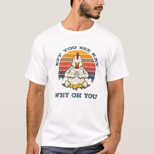 Camiseta Vintage Retro Chicken Yoga Eff Você Vê Kay Why Oh