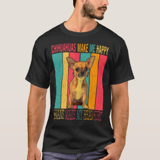 Camiseta Vintage Retro Chihuahuas Faz Humanos Felizes Fazer
