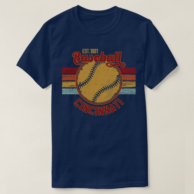 Camiseta Vintage Retro Cincinnati Baseball Est 1881 Basebal (Frente do Design)
