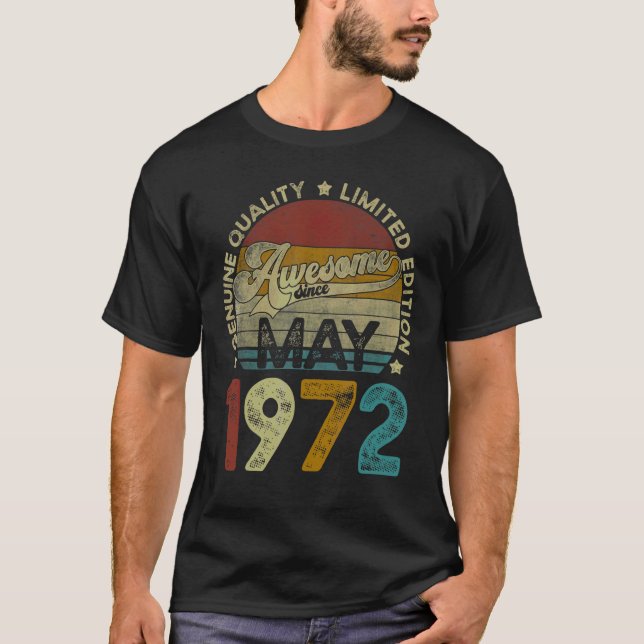 Camiseta Vintage Retro Classic maio 1972 50º aniversário (Frente)