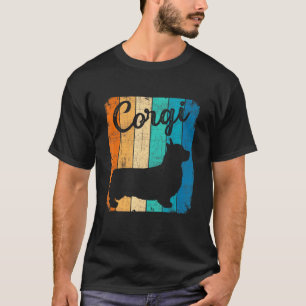 Camiseta Vintage Retro Corgi Dog Pai Mãe Silhout