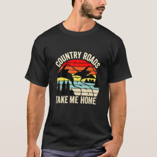 Camiseta Vintage Retro Country Roads Leva Mie Para Casa