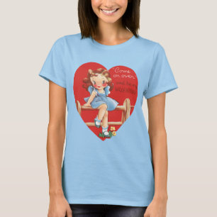Camiseta Vintage Retro Dia de os namorados, Rapariga numa C