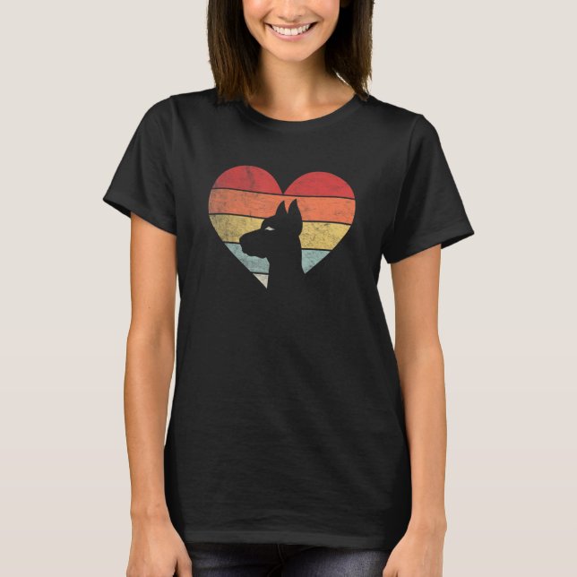 Camiseta Vintage Retro Doberman Heart Silhouette Valentine' (Frente)