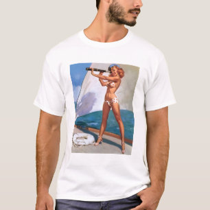 Camiseta Vintage Retro Elvgren Sailor Pin-up Girl