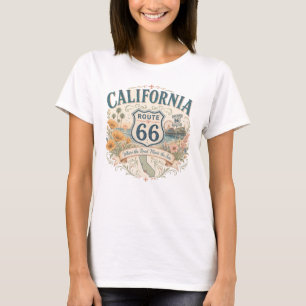 Camiseta Vintage Retro Estrada Mãe da Califórnia Beira-Mar