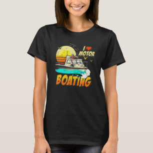 Camiseta Vintage Retro Eu Amo Barco a Motor Engraçado Barqu