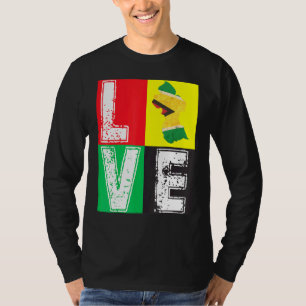 CAMISETA VINTAGE RETRO EU AMO GUYANA FLAG MAPA PARA GUIANÊS