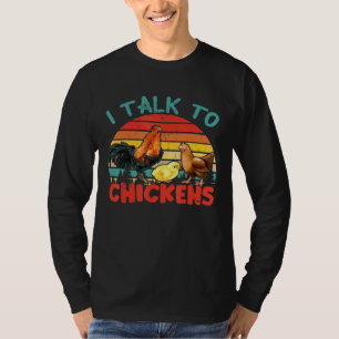 Camiseta Vintage Retro Eu Falo Com Galinhas Fazendeiro Gali