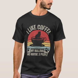 Camiseta Vintage Retro Eu Gosto De Café Meu Buldogue E Talv