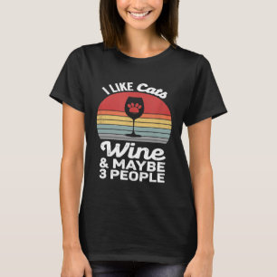 Camiseta Vintage Retro Eu Gosto De Vinho De Gatos E Talvez