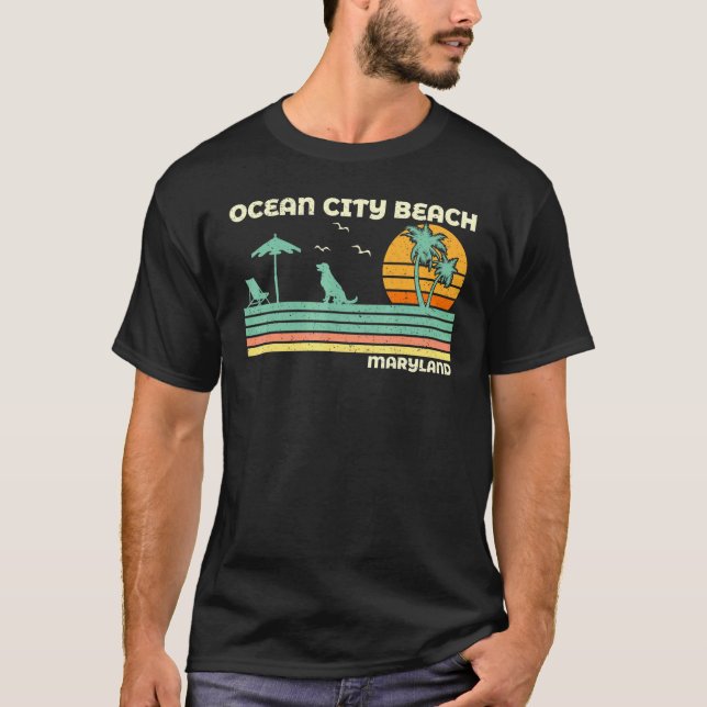 Camiseta Vintage Retro Familiar Férias Maryland Ocean City (Frente)