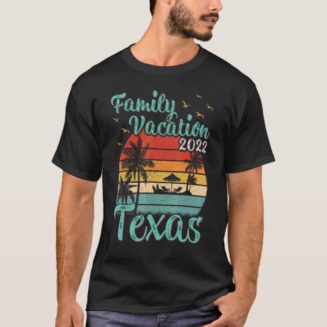 Camiseta Vintage Retro Family Vacation 2022 Texas Beach (Frente)