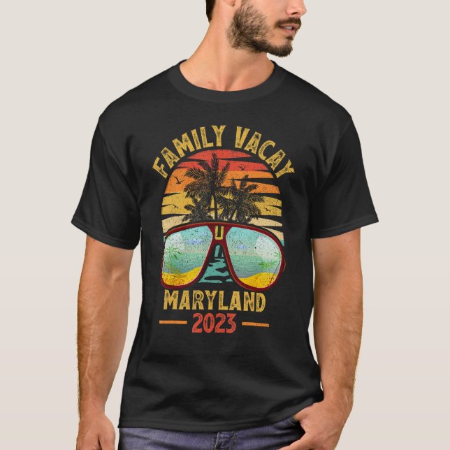 Camiseta Vintage Retro Family Vacay 2023 Maryland Beach (Frente)