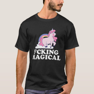 Camiseta Vintage Retro Fcking Magnético Unicorn Rainbow Fu