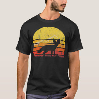 Camiseta Vintage Retro Fennec Fox Silhouette Distâncias Sun