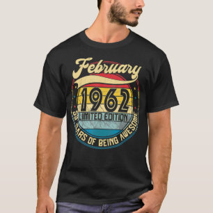 Camiseta Vintage Retro Fevereiro de 1962 59th Birthday Gift
