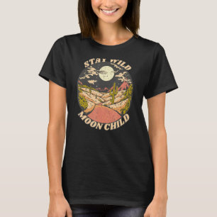 Camiseta Vintage Retro Fica Selvagem Criança Lua Paz Hipp