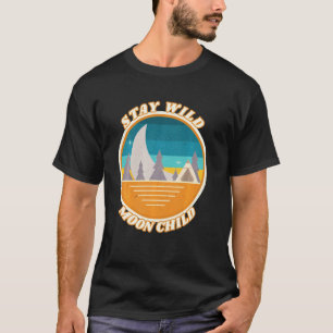 Camiseta Vintage Retro Fica Selvagem Criança Lua Paz Hipp