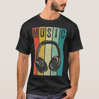 Camiseta Vintage Retro Fones de ouvido DJ Produtor Eletrôni
