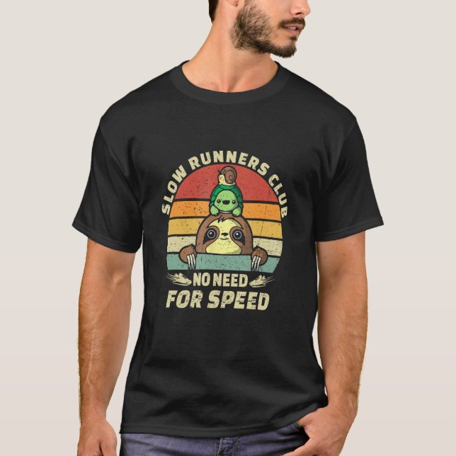 Camiseta Vintage Retro Funny Sloth Executando Equipe Lenta  (Frente)
