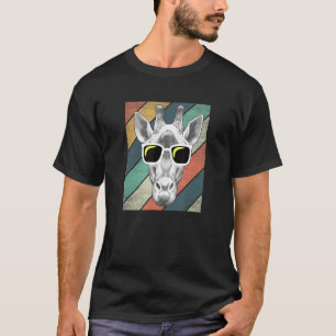 Camiseta Vintage Retro Giraffe Zoo Animal Vestindo Sunglass
