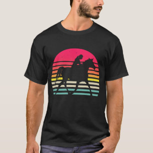 Camiseta Vintage Retro Girl Horse Andando Por Cowgirl Sunse