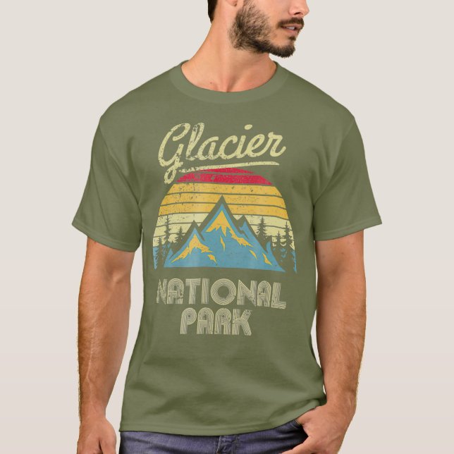 Camiseta Vintage Retro Glacier National Park Mountain (Frente)