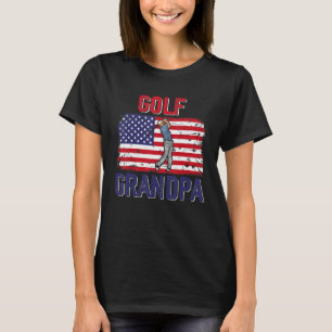 Camiseta Vintage Retro Golf Grandpa Player American Flag Fa