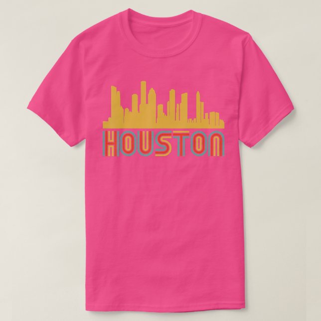 Camiseta Vintage Retro Houston Texas Skyline (Frente do Design)