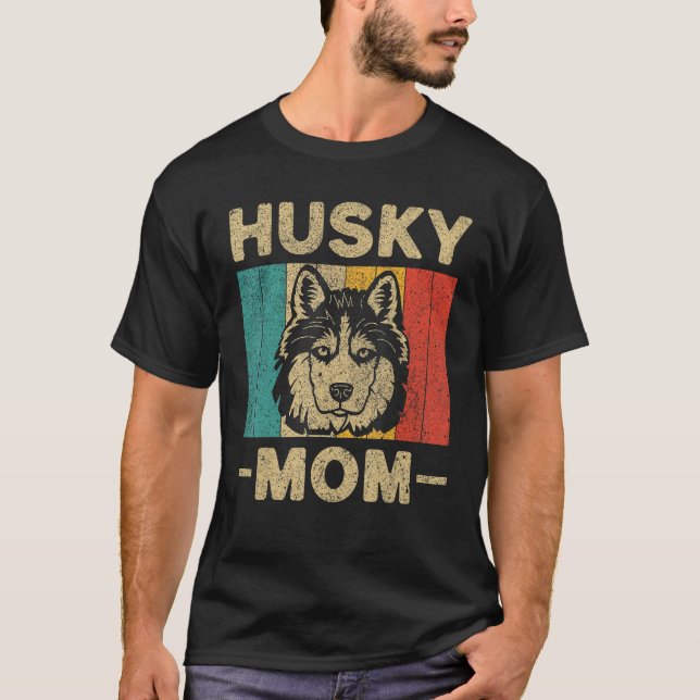 Camiseta Vintage Retro Husky Mom Dog Owner (Frente)